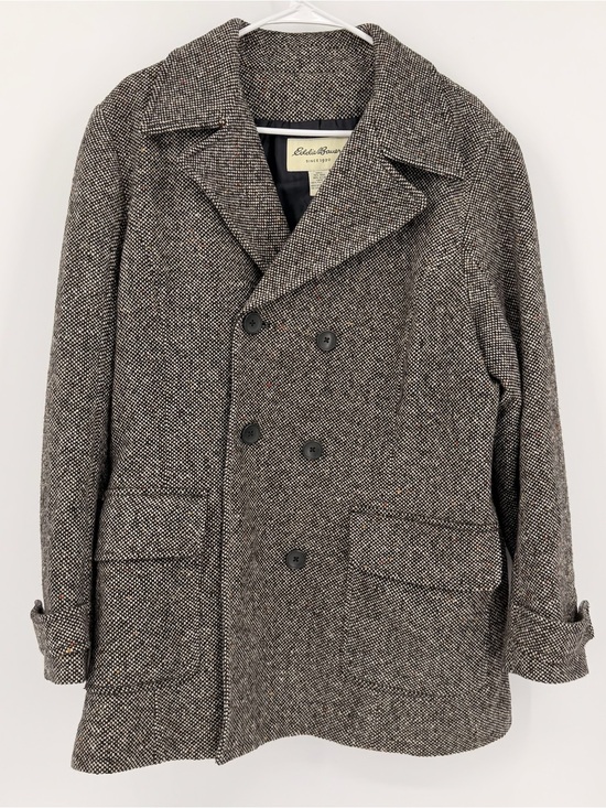 Eddie Bauer Other - Eddie Bauer Wool Tweed Peacoat Women’s XL Double Breasted Black Cream
